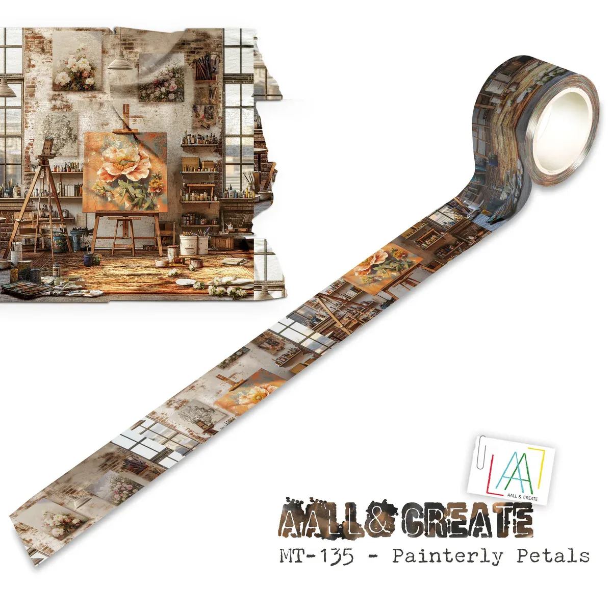 EC AALL and Create - Washi Tape 25mm x 10m - Painterly Petals (Layer-It-Up!)