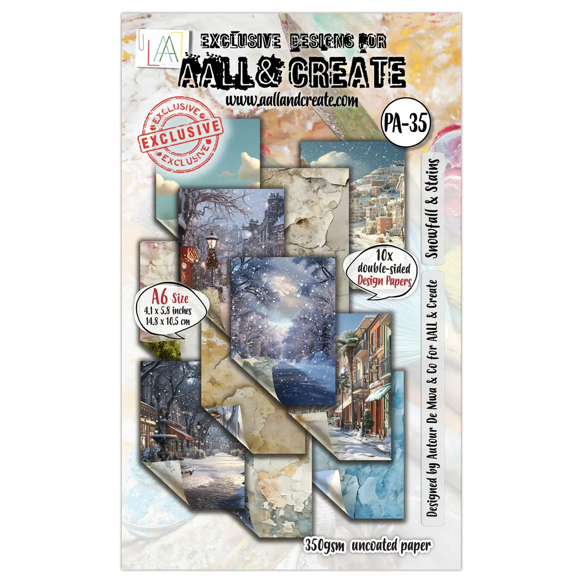 EC AALL and Create - A6 Design Paper - Snowfall &amp; Stains
