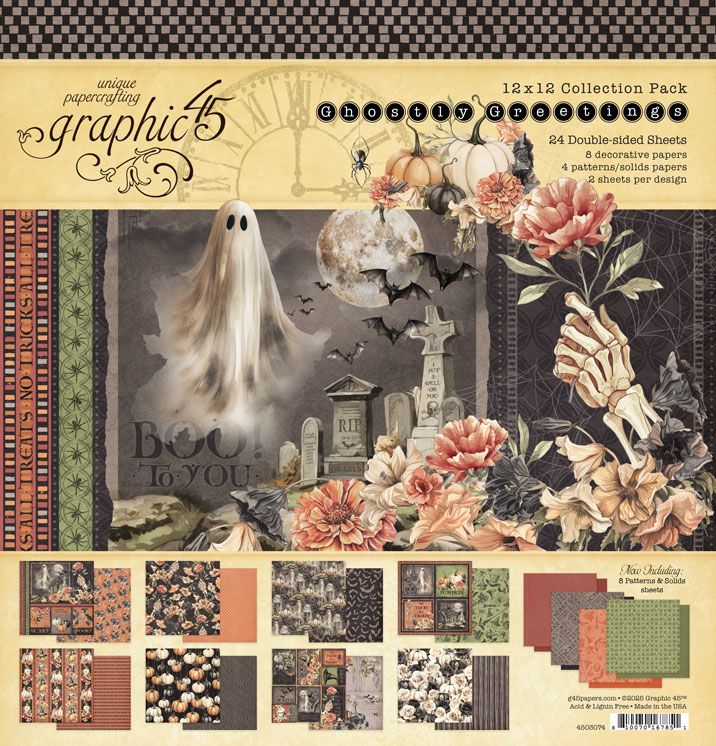 N Graphic 45 Collection Pack 12&quot;X12&quot; Ghostly Greetings