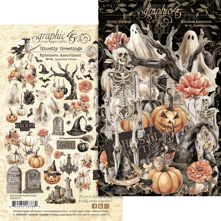 N Graphic 45 Ephemera Set Ghostly Greetings