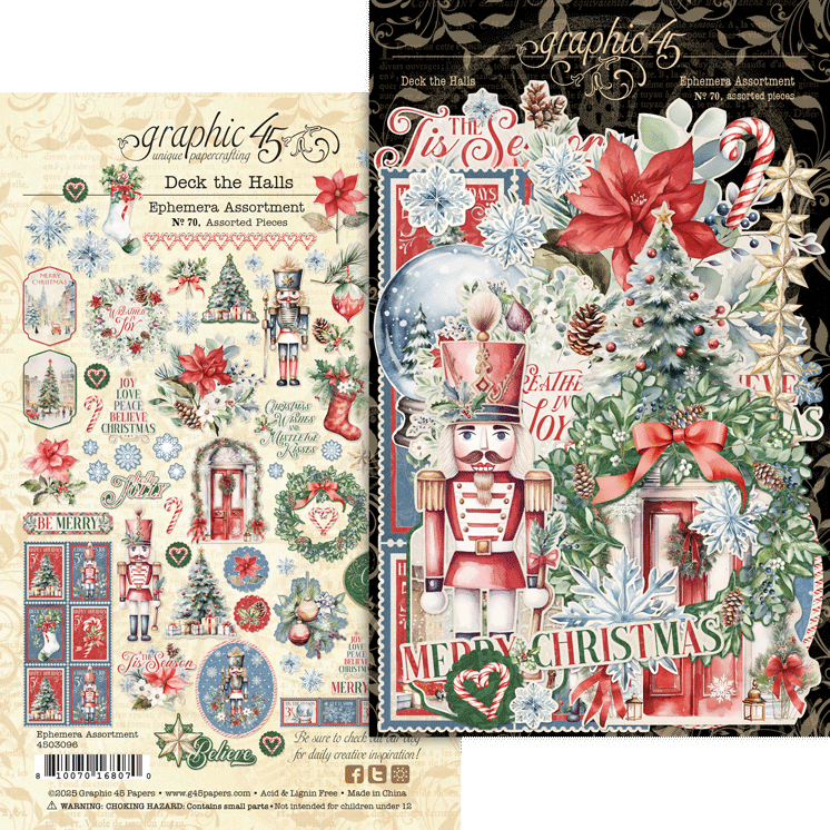N Graphic 45 Ephemera Set Deck The Halls