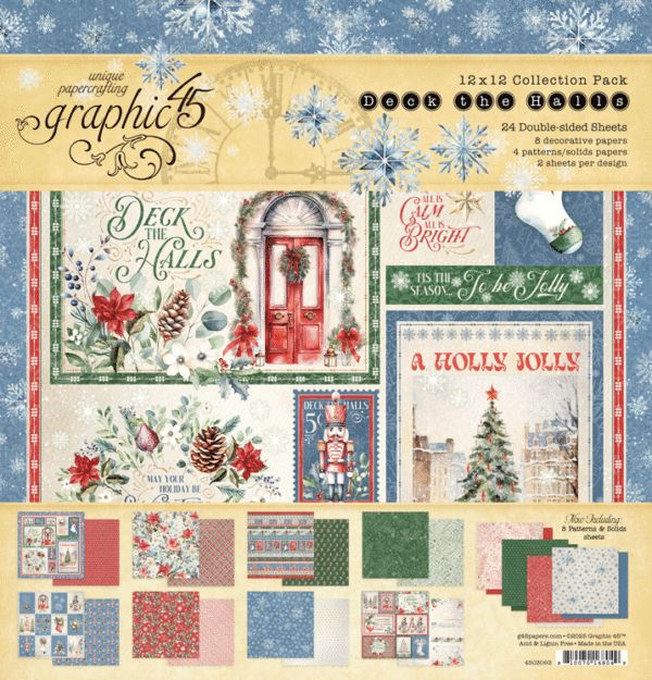 N Graphic 45 Collection Pack 12&quot;X12&quot; Deck The Halls