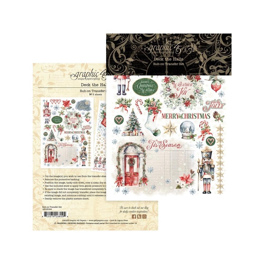 N Graphic 45 Rub-On Transfers Deck The Halls