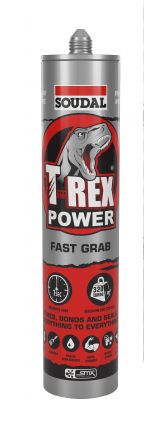 Soudal T-Rex Power Fast Grab Cartridge 290ml, Colour: Bright White, Pack Size: Each