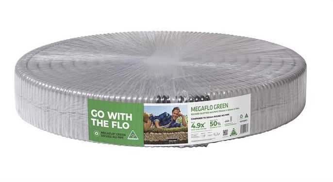 Geofabrics Megaflo 170mm x 40mm Green Socked Slotted Agi Pipe, Size: 50m