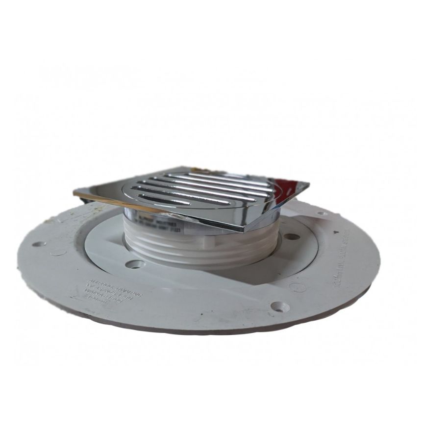 Ardex 100mm Tilerite Chrome on Brass Grate Clamp Waste Outlet, Type: Square