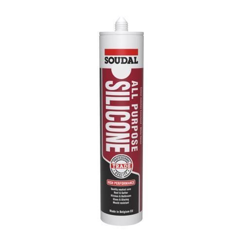 Soudal All Purpose Trade Silicone Cartridge 300ml, Colour: Brilliant White, Pack Size: Each