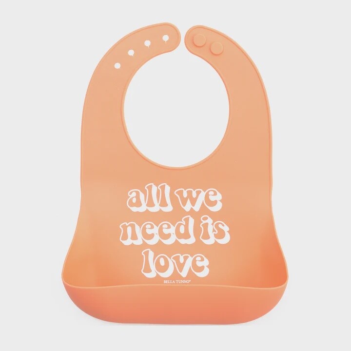 Bella Tunno Wonder Bib - All We Need is Love, Colour: Coral