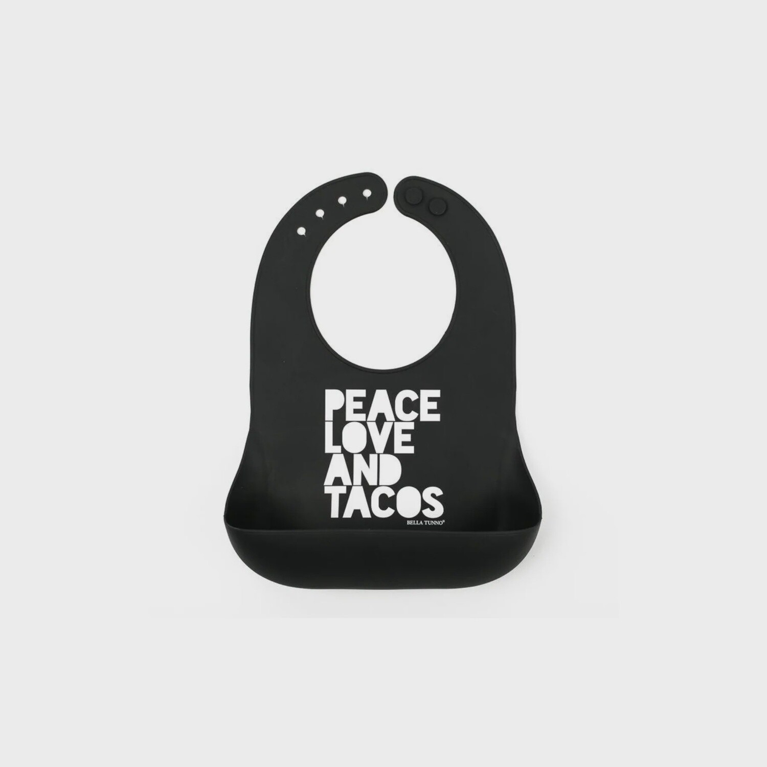 Bella Tunno Wonder Bib - Peace, Love, and Tacos, Colour: Black