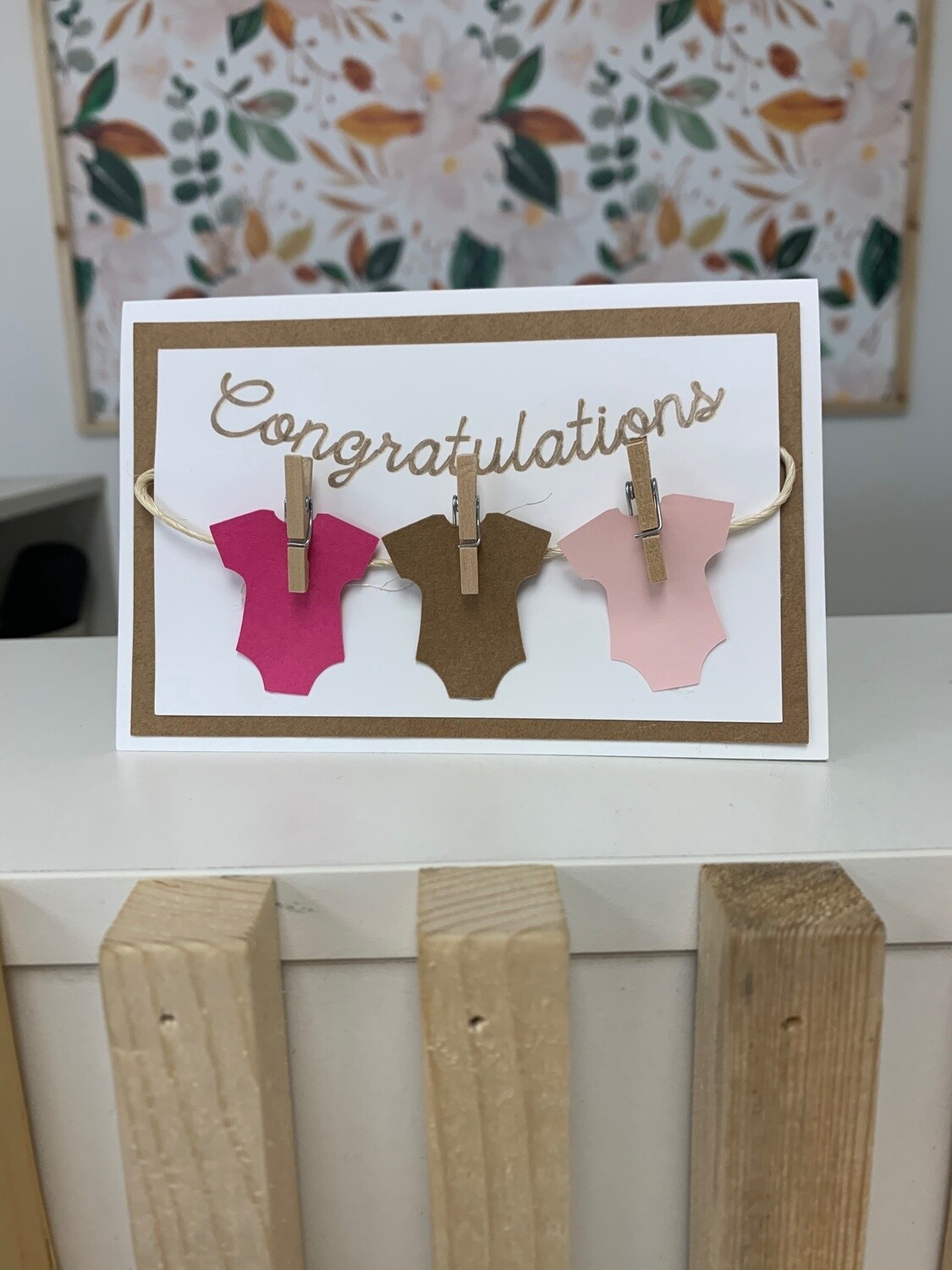 New Baby Cards, Name: Onesie, Colour: Pink