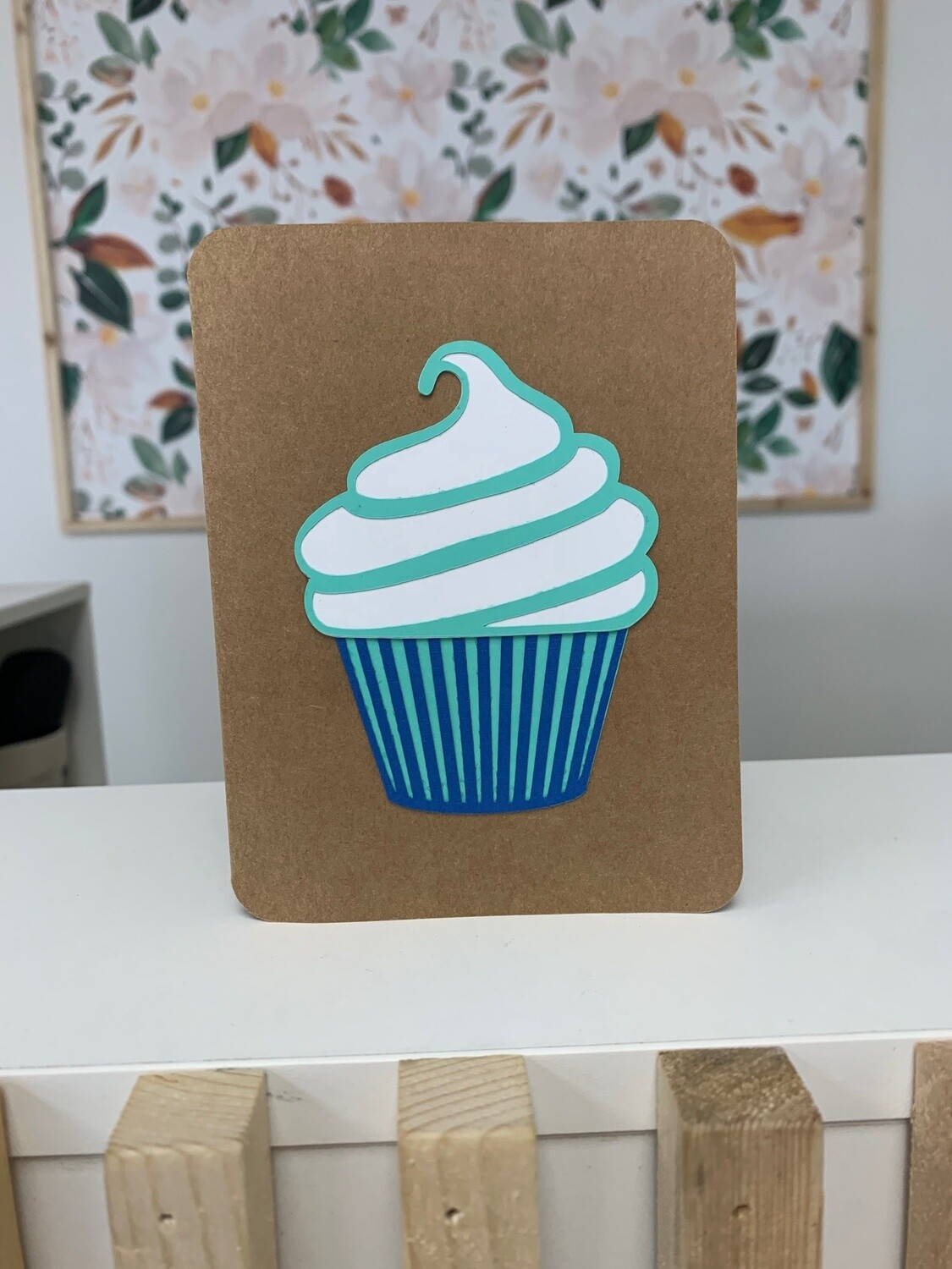 Cupcake Birthday Card, Colour: Teal