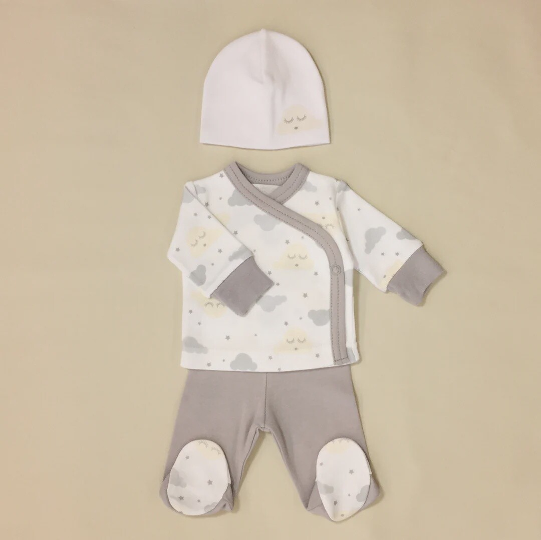 Itty Bitty Baby - Premie Outfits, Colour: Grey Clouds, Size: Preterm 3 - 3-5 lbs