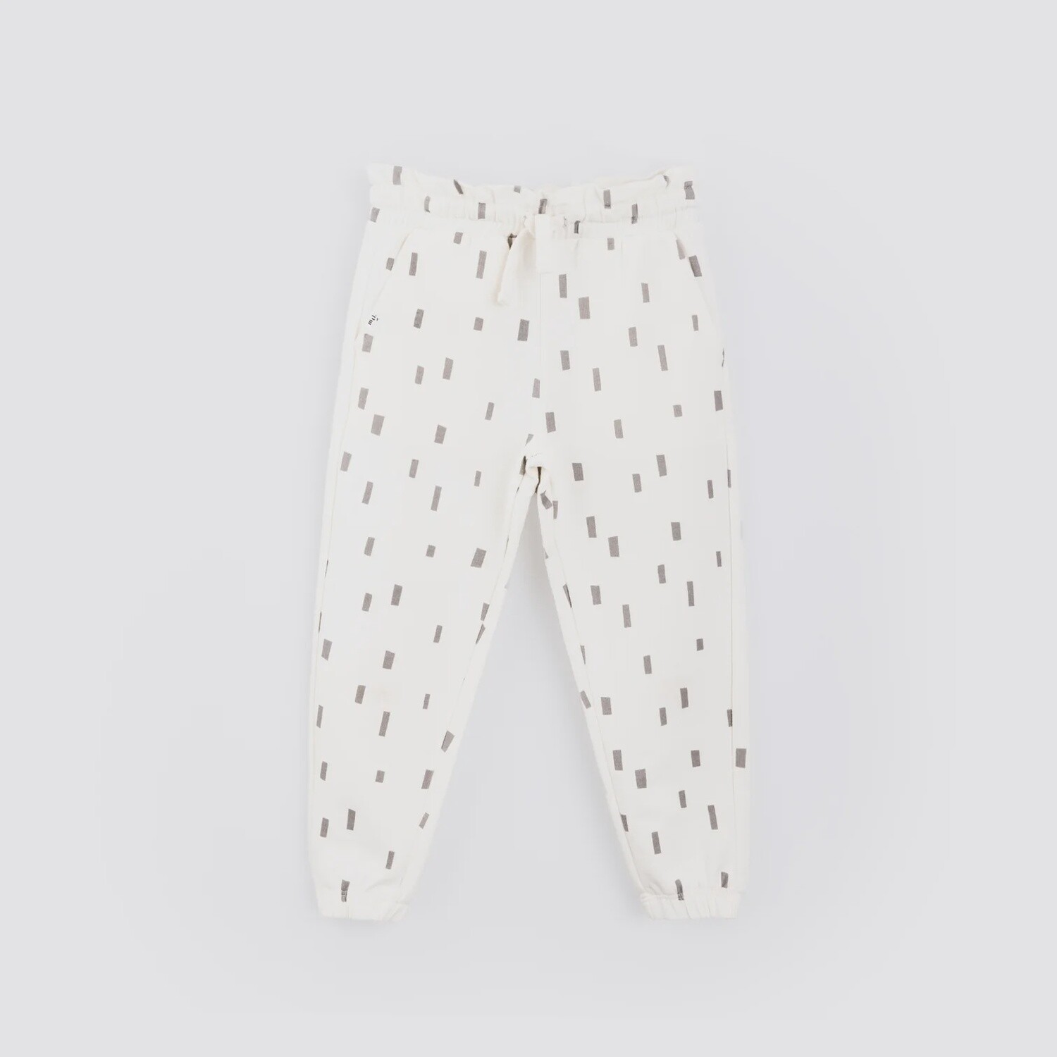 Miles the Label - Basic Pant Block Print, Colour: White, Size: 6 Months