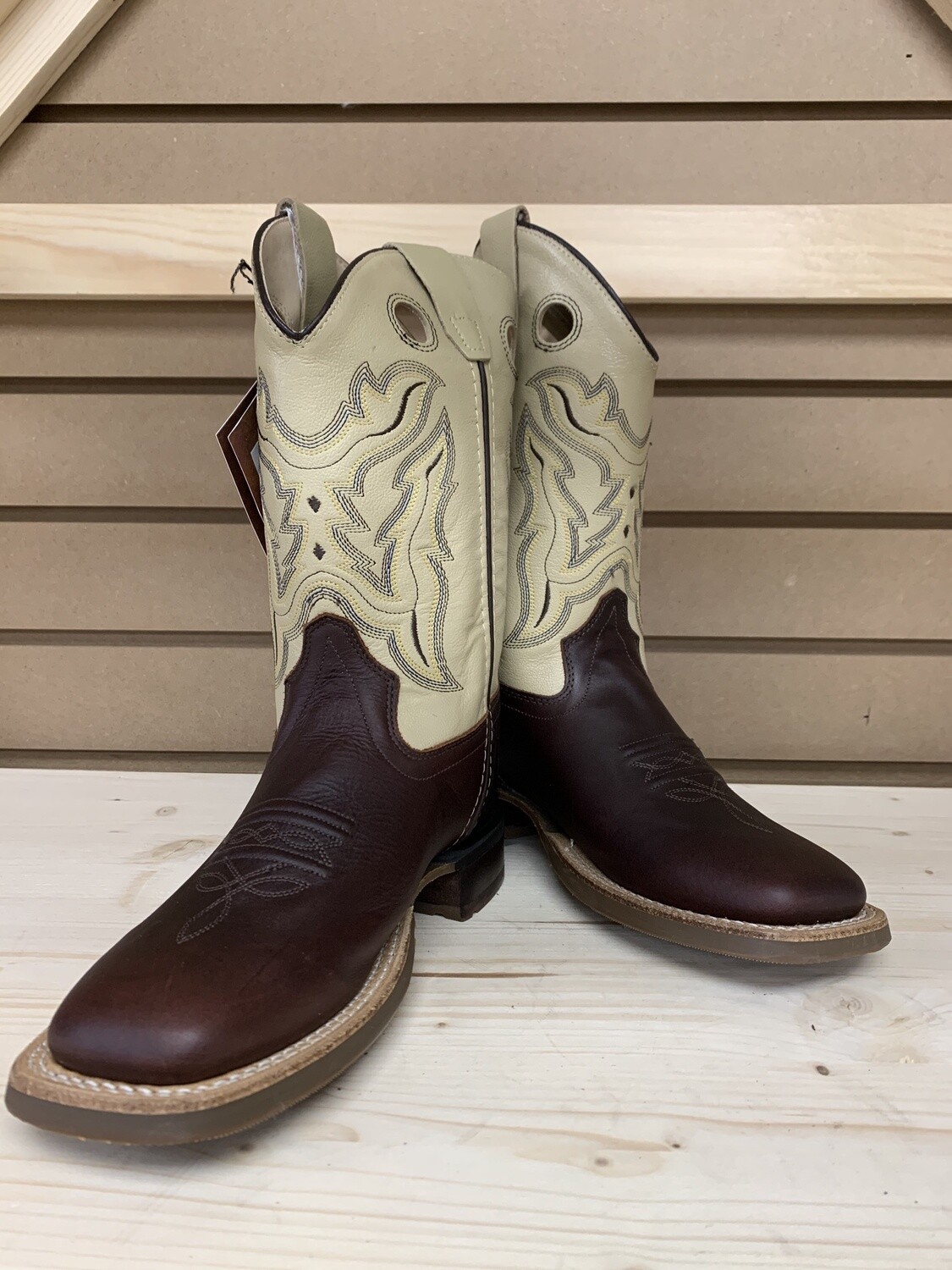 Cowboy Boots - Youth Size 3, Colour: Cream &amp; Red/Brown