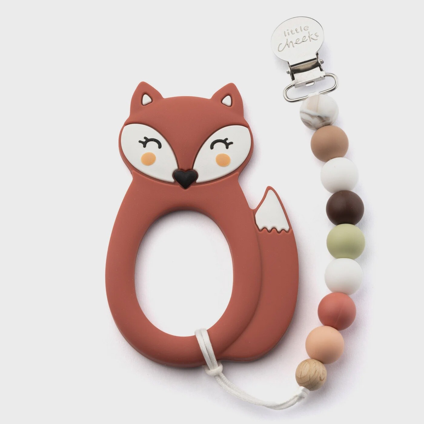Little Cheeks - Fox Teether &amp; Clip, Colour: Rust
