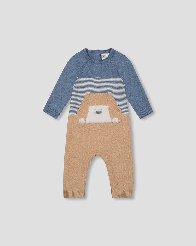 Deux Par Deux - Knitted Colour Block Jumpsuit, Size: 6 Months