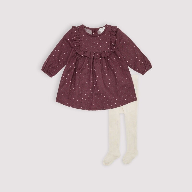 Petit Lem - Dots on Flannel Dress Set