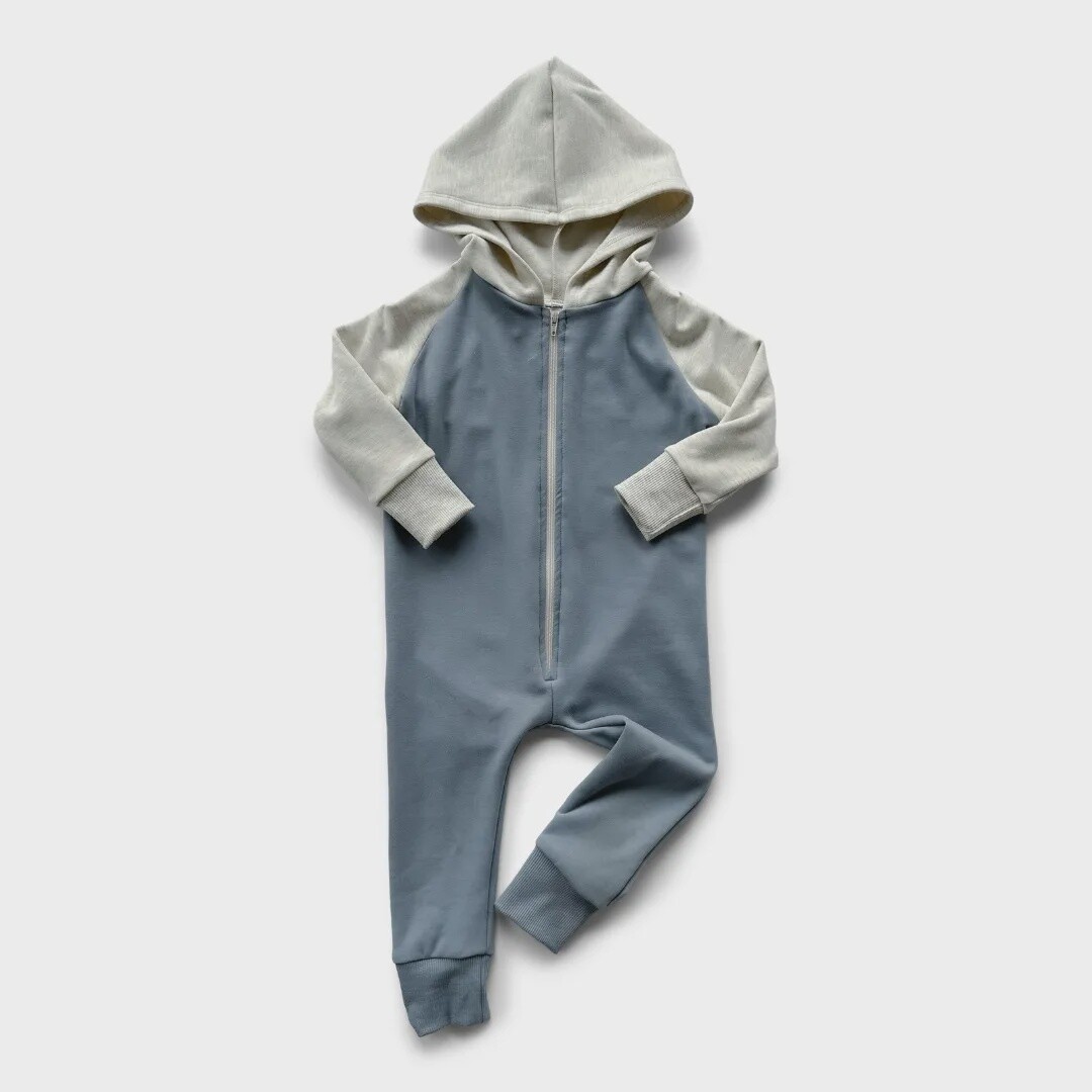 Little &amp; Lively - Fleece-Lined Hooded Jumpsuit, Colour: Slate &amp; Ash, Size: 0-6 Months