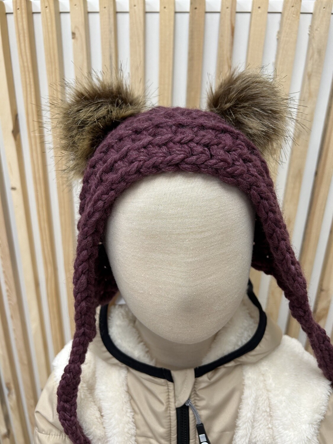 Woven Grove - Crocheted Cub Hats, Colour: Mauve - 0-6 Months