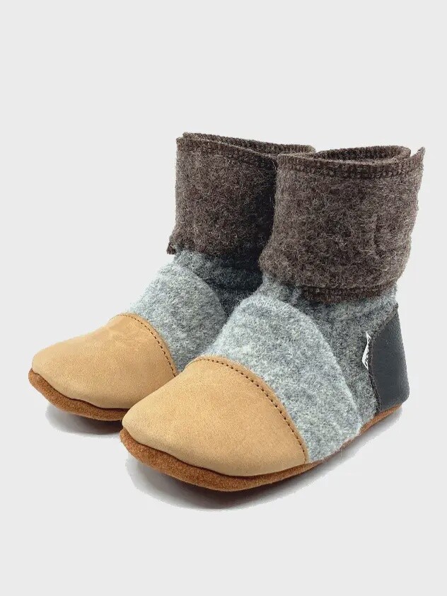 Nooks - Wool Booties - Size 5.5 (12-18 Months), Colour: Sandstone