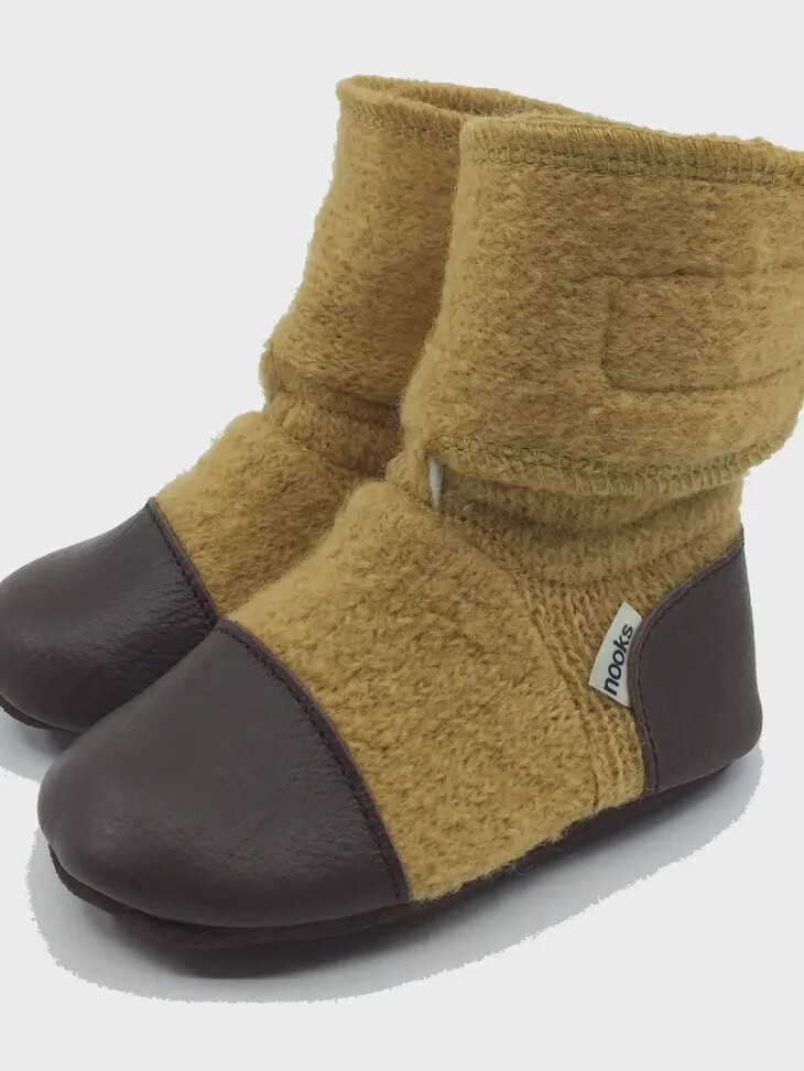 Nooks - Wool Booties - Size 4 (6-12 Months), Colour: Wheat