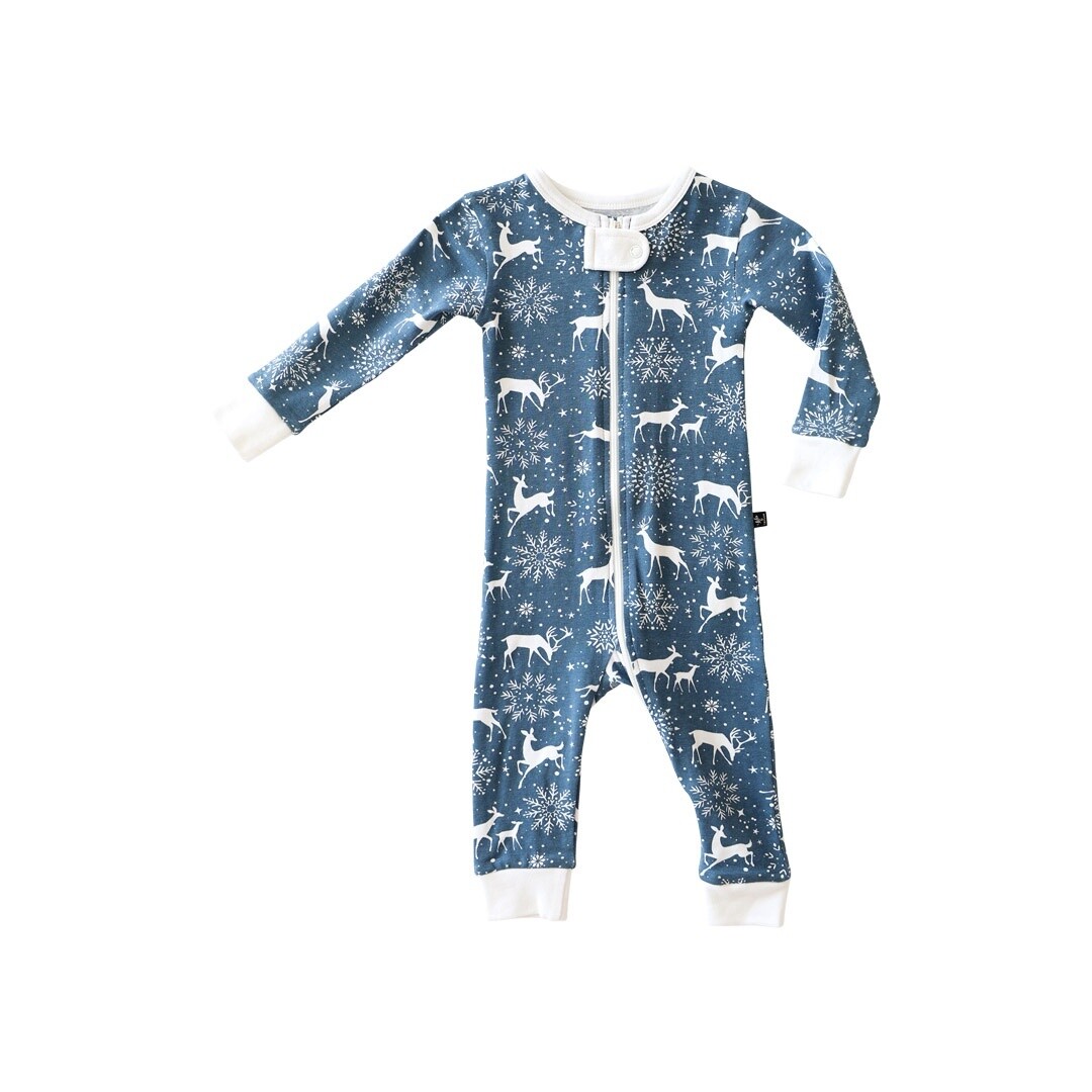 Lola &amp; Taylor - Christmas Zipper Romper, Colour: Wonderlust Deer Blue, Size: 0-3 Months