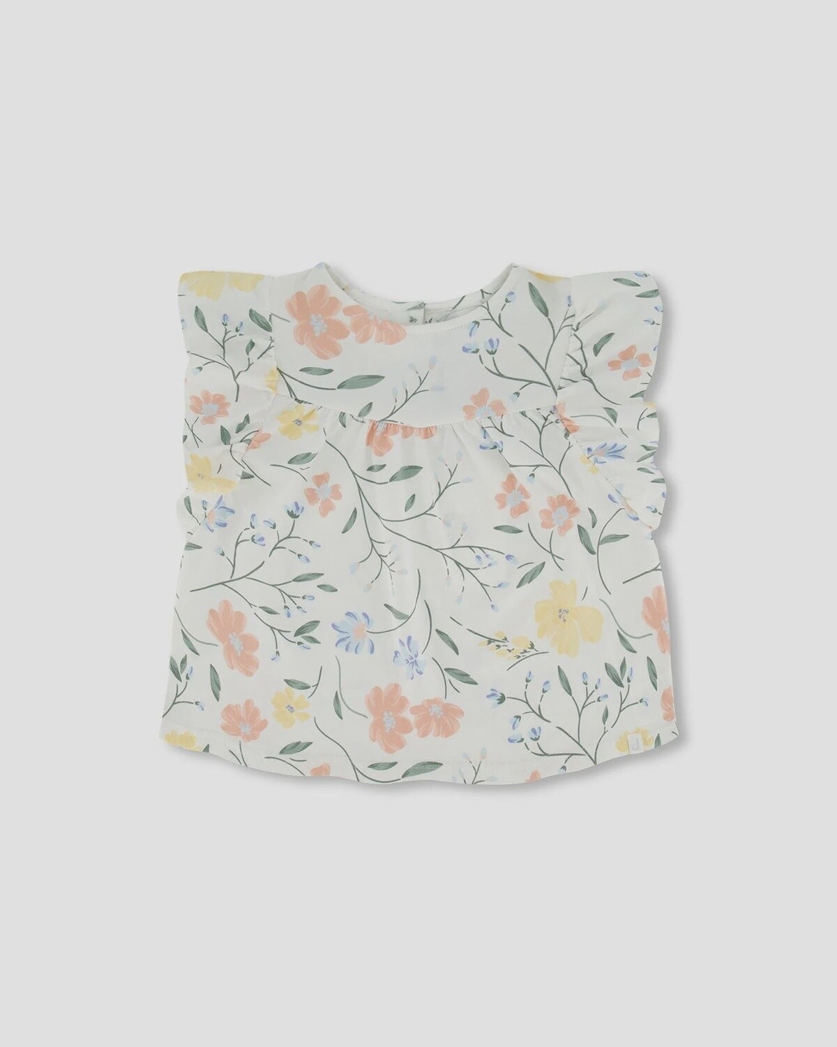 Deux Par Deux - Frill Sleeved Flower Top, Size: 3 Year