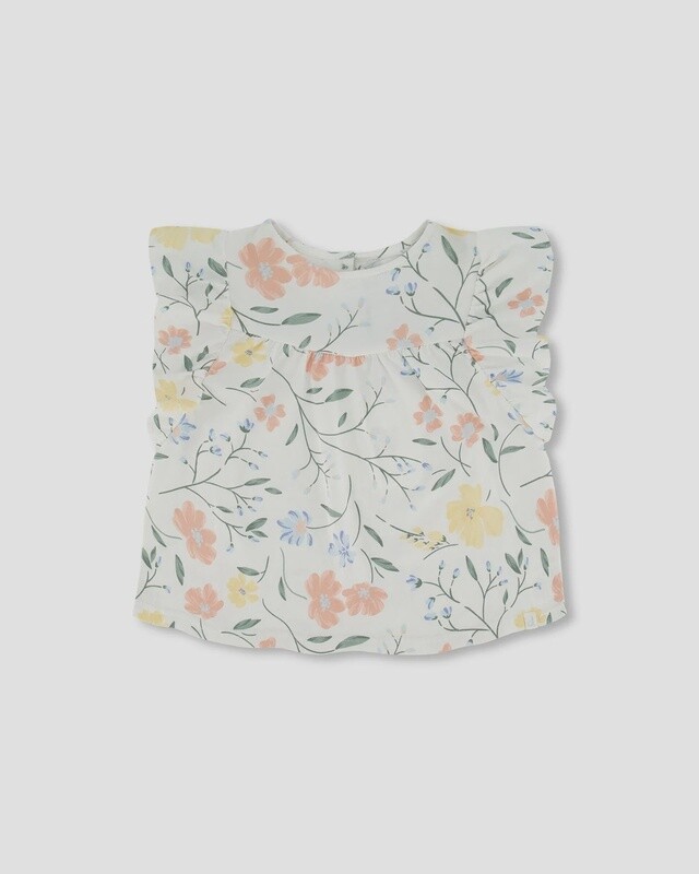 Deux Par Deux - Frill Sleeved Flower Top