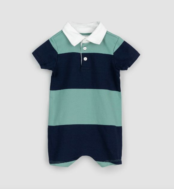 Miles the Label - Navy &amp; Seafoam Polo Romper
