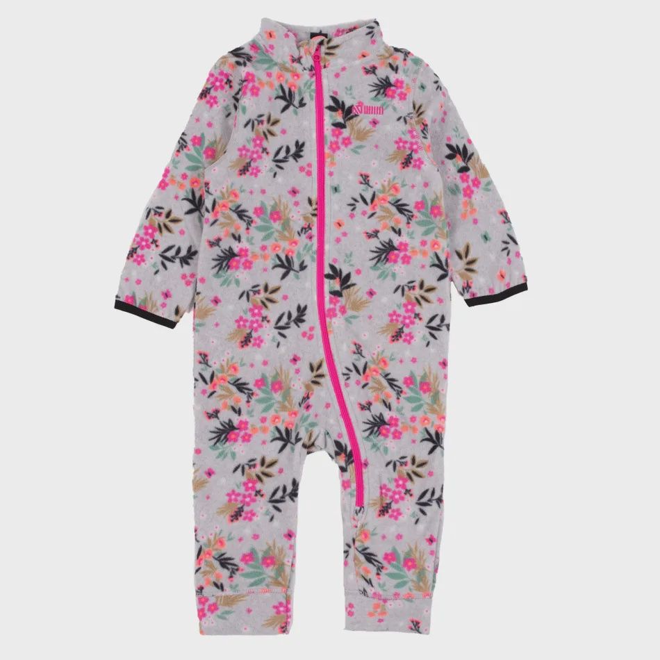 Nano - One-Piece Fleece Base Layer, Colour: Grey Floral, Size: 6 Months