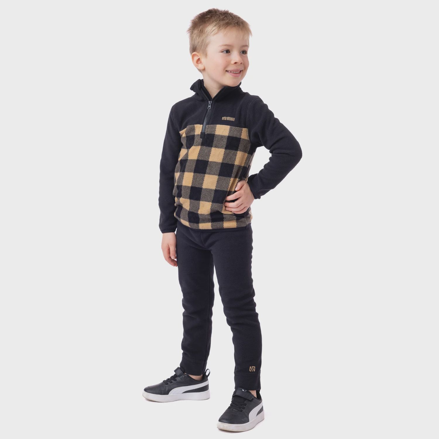 Nano - Two-Piece Fleece Base Layer, Colour: Black Plaid, Size: 2 T