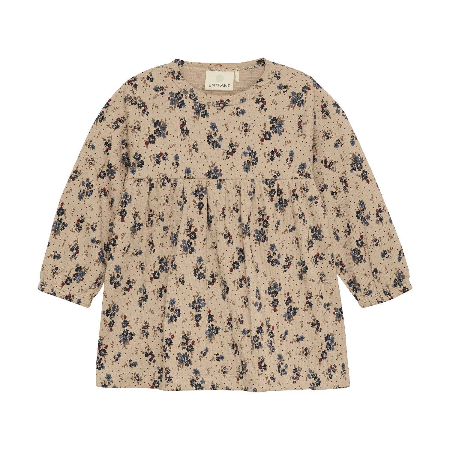 En Fant - Cream with Floral Print  Dress, Size: 3 Months