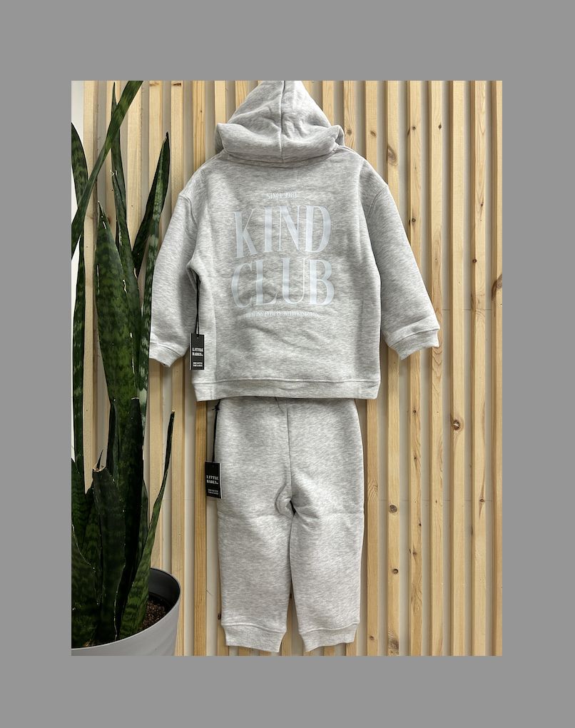 Brunette the Label - Be Kind Hoodie Set, Colour: Pebble Grey, Size: 12-18M
