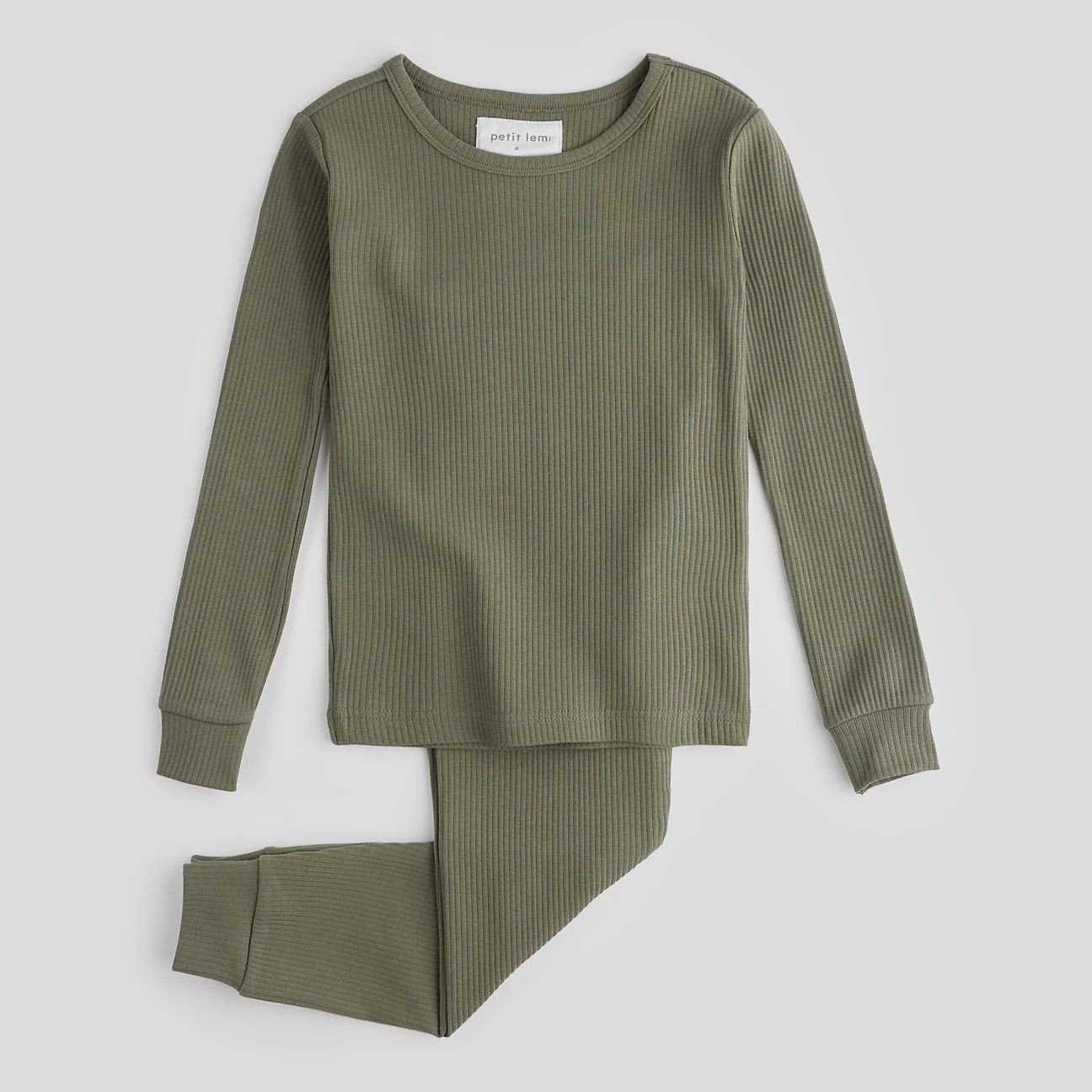 Petit Lem - Modal Rib PJ Sets, Colour: Farm Green, Size: 2T
