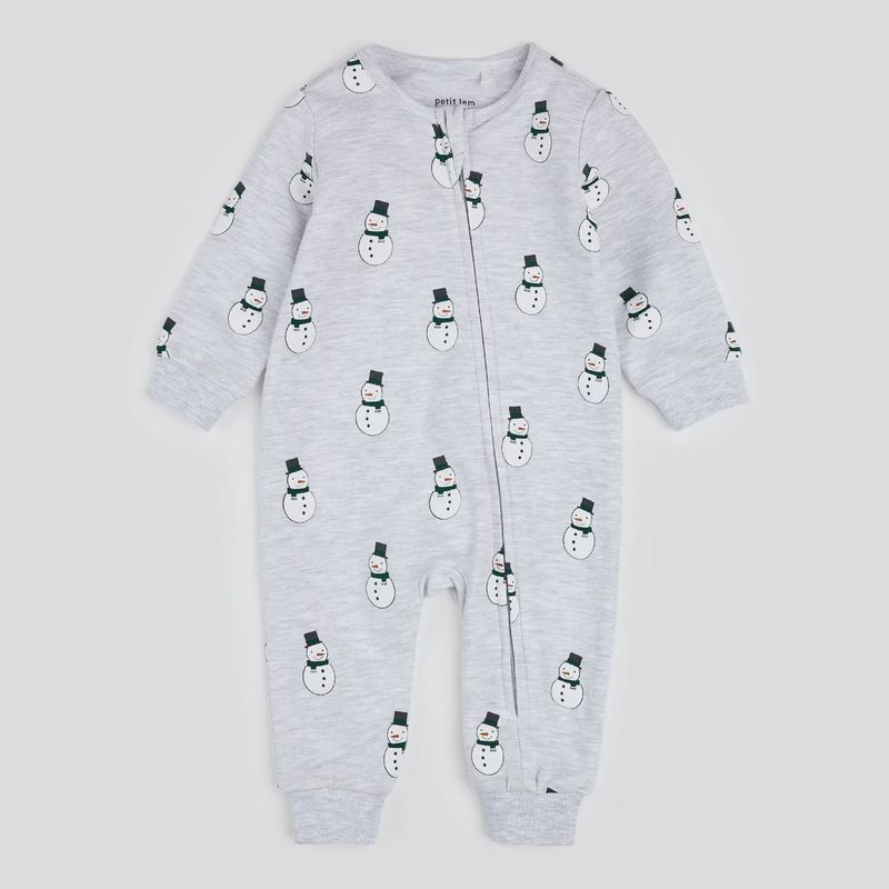 Petit Lem - Sibling Matching &quot;Merry Snowmen&quot; Playsuit &amp; Crewneck