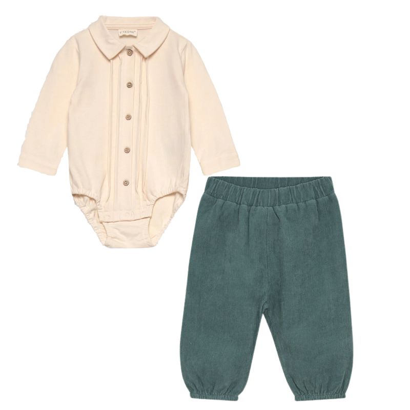 Fixoni - Pleated Bodysuit &amp; Trouser Set