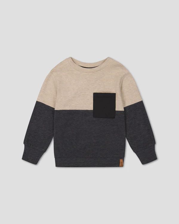 Deux Par Deux - Brushed Crewneck - Cream &amp; Charcoal
