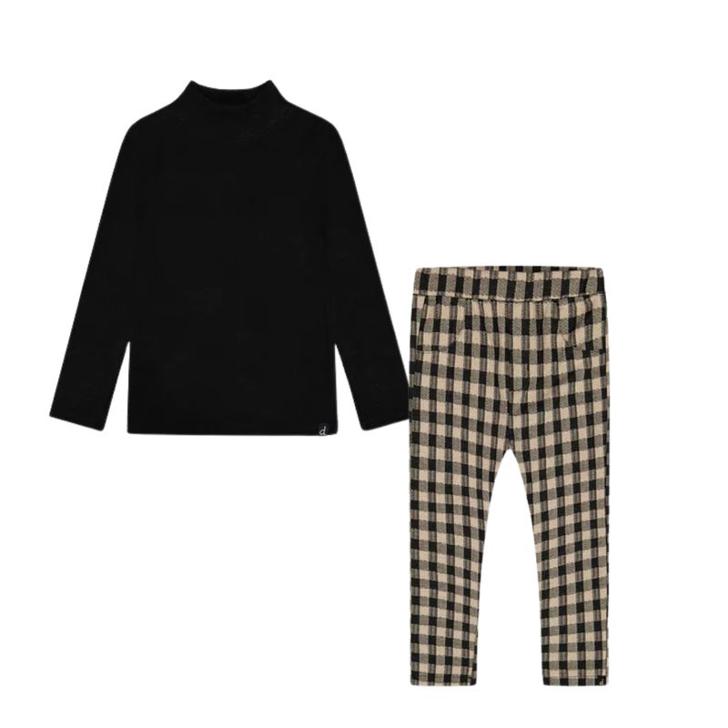 Deux Par Deux - Ribbed Mockneck &amp; Plaid Treggings