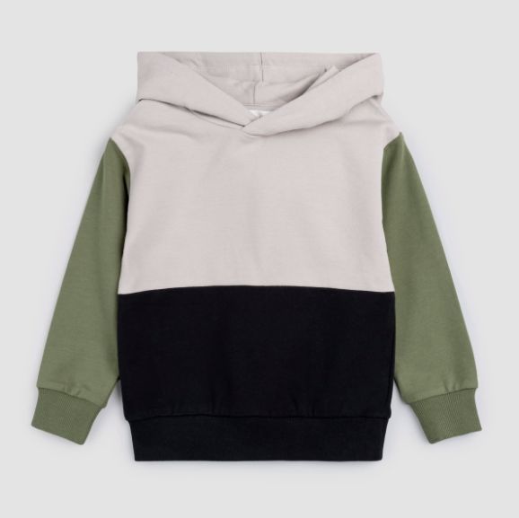 Miles the Label - Cement/Green/Black Color Block Hoodie