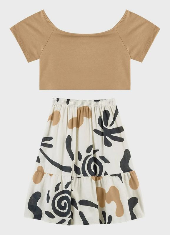 Milon - Nanai Beige Printed Set