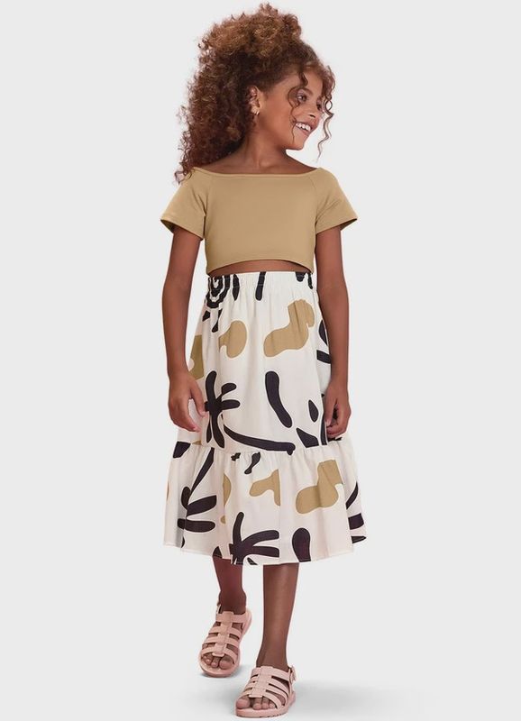 Milon - Nanai Beige Printed Set