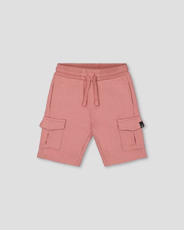 Deux Par Deux - French Terry Shorts w/ Cargo Pockets, Colour: Whitered Rose, Size: 12 Months