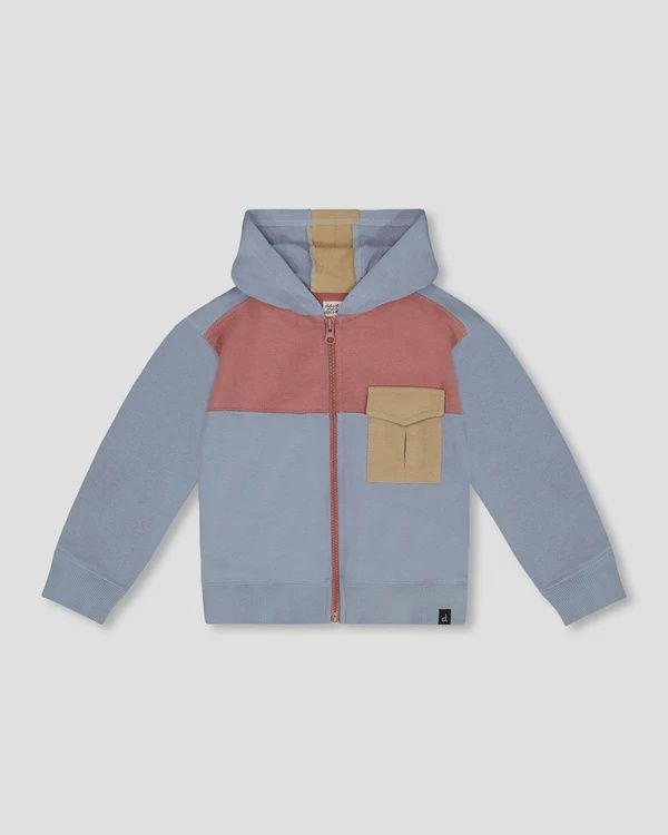 Deux Par Deux - Full Zip Colour Block Hoodie, Size: 12 Months