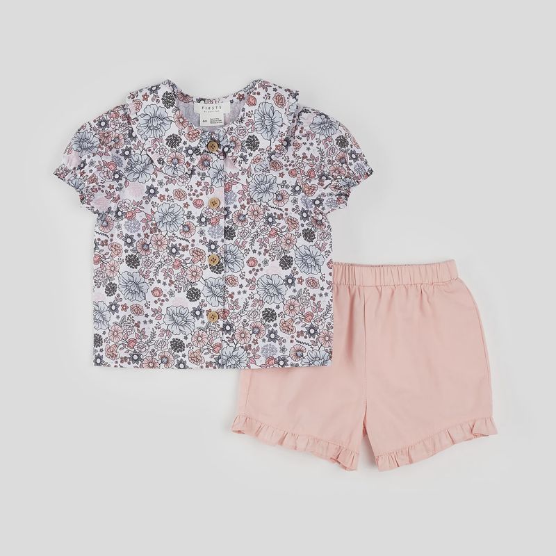Petit Lem -Vintage Floral Poplin Shorts Set