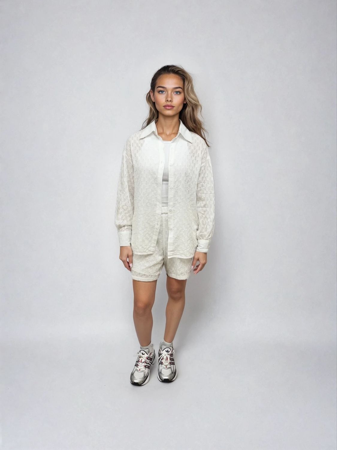 Carlie 2pc Long Sleeve Textured Short Set