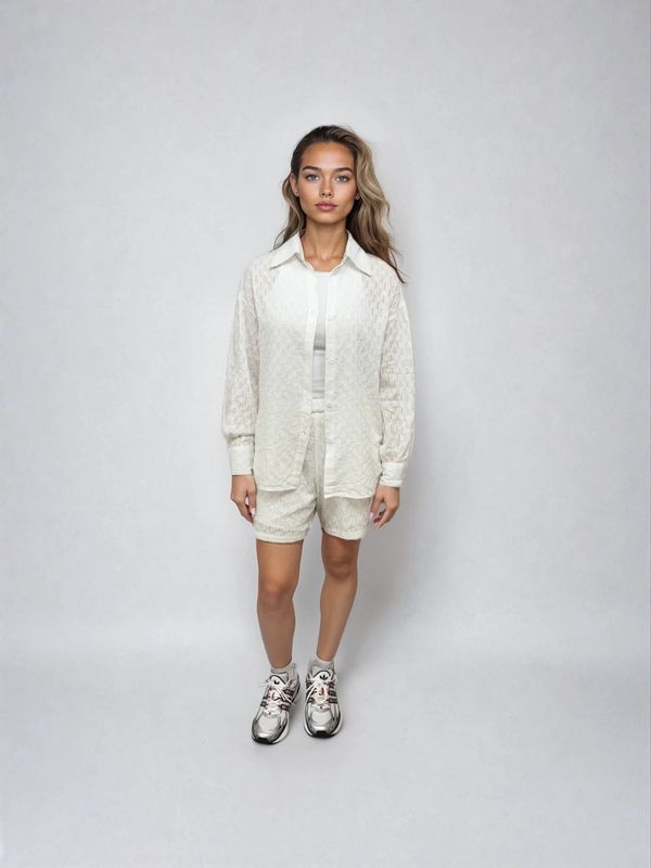 Carlie 2pc Long Sleeve Textured Short Set