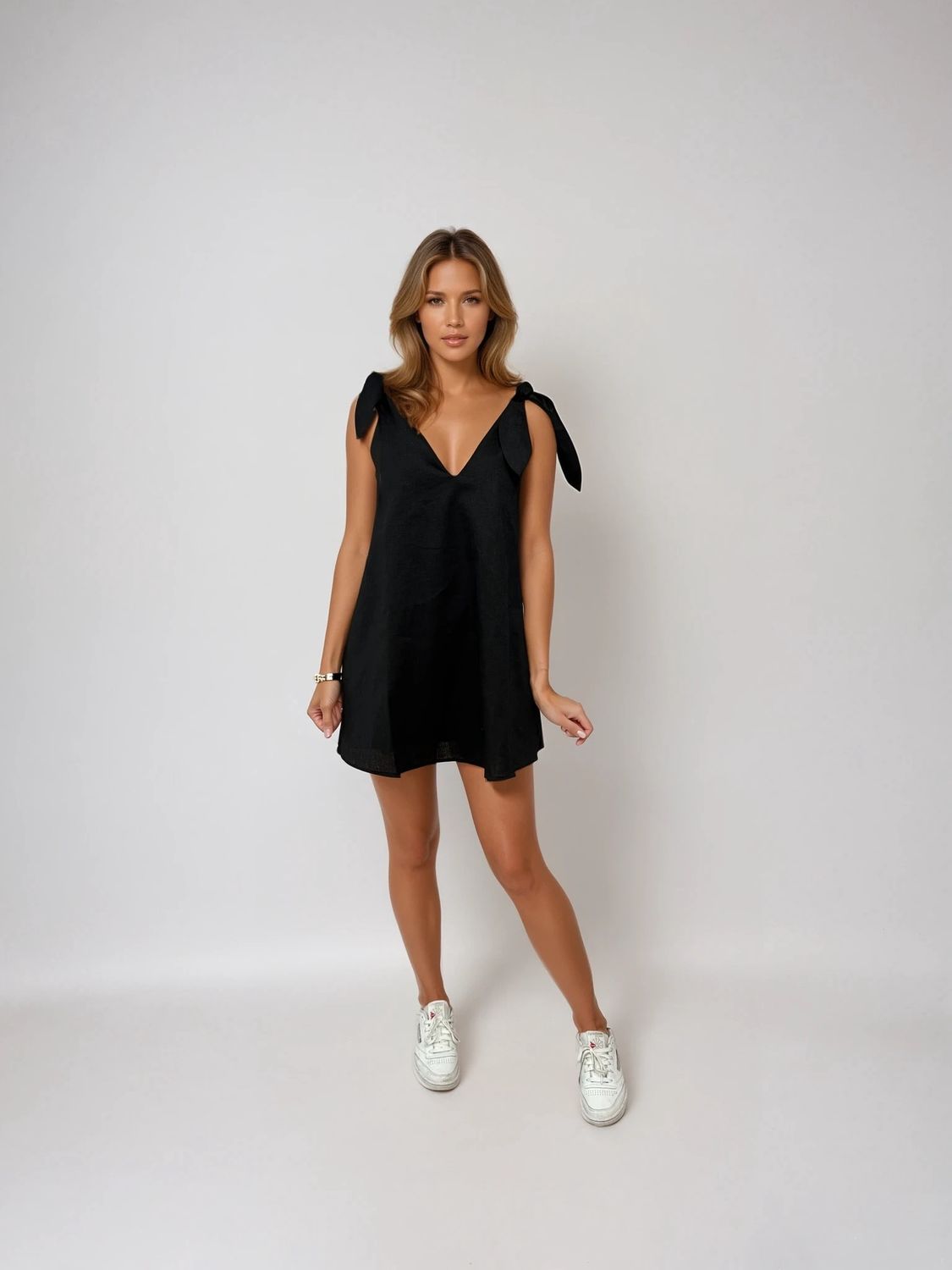 Mitsie Linen Dress in Black