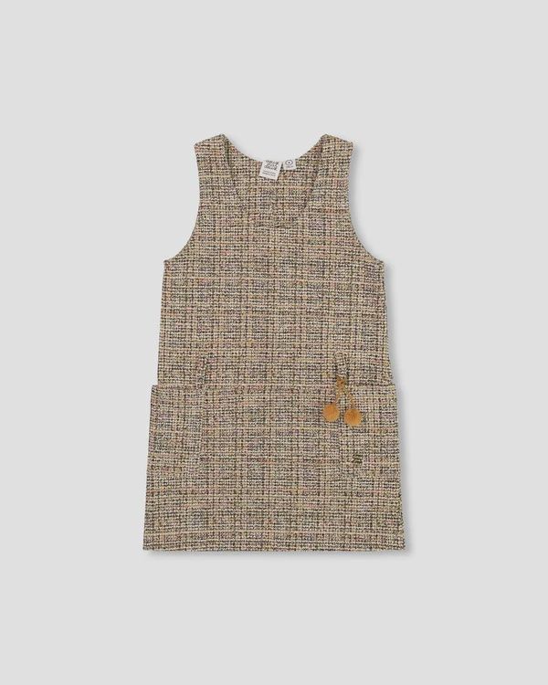 Deux Par Deux - Tweed Overall Dress, Size: 2 Years