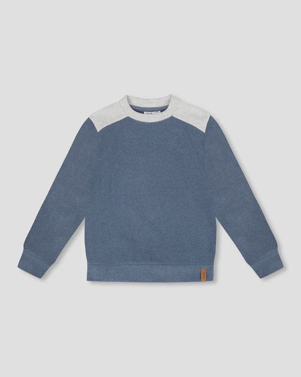 Deux Par Deux - Brushed Crewneck Blue&amp;Grey, Size: 2 Years