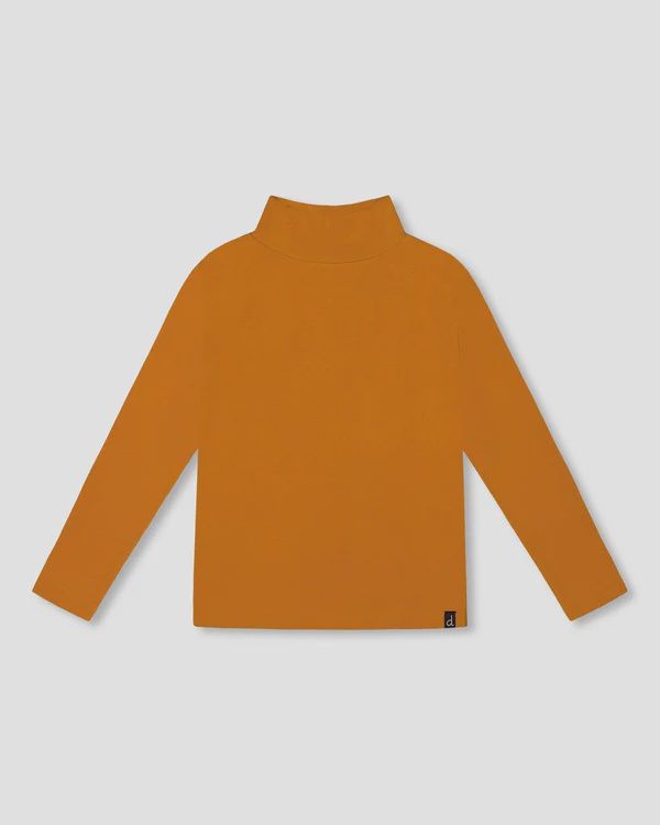 Deux Par Deux - Soft Ribbed Mock Neck Long Sleeve, Colour: Carmel, Size: 2 Years